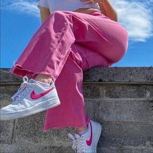 Zara wide leg pink jeans